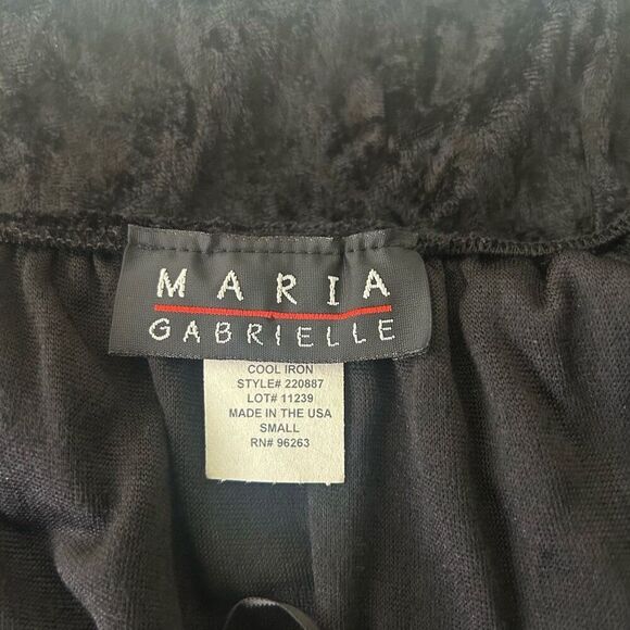 Maria Gabrielle Crushed Velvet Peasant Top S Black Lace-Up Cottagecore Goth - Picture 7 of 11